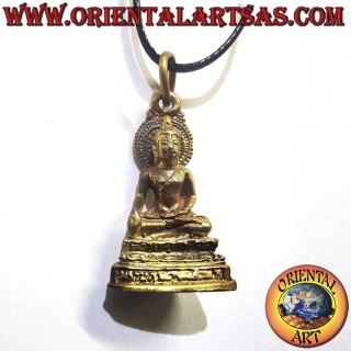 Spiritueller Buddha Anhänger mit Bhumisparsha Mudra und Unalome Symbol auf der Rückseite.