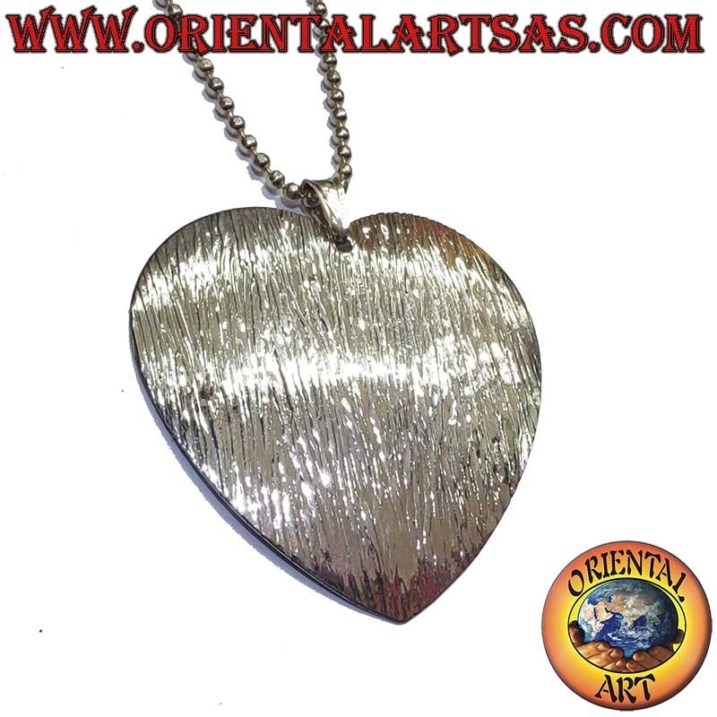 Geriffelter Diamantgeschliffener Herz Anhänger 925 Silber 45mm | Oriental Art