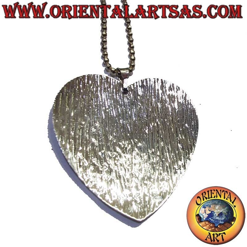 Geriffelter Diamantgeschliffener Herz Anhänger 925 Silber 45mm | Oriental Art