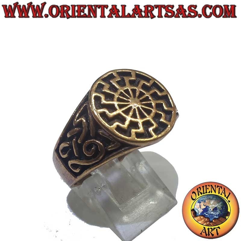 Bronzering Schwarze Sonne Keltischer Knoten Hochrelief 14mm 8g