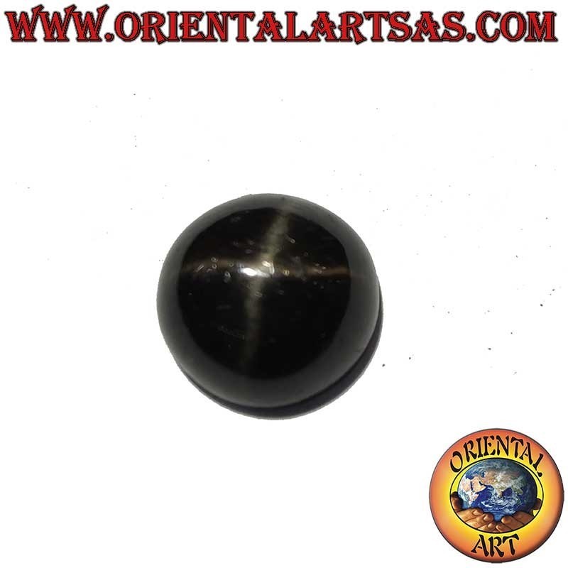 Diopside Étoile Noire Naturel 9mm Cabochon Astérisme 4 Rayons | Oriental Art