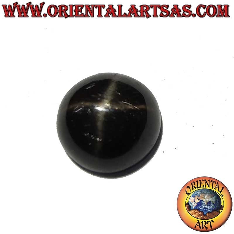 Diopside Étoile Noire Naturel 9mm - Cabochon à Astérisme 4 Rayons