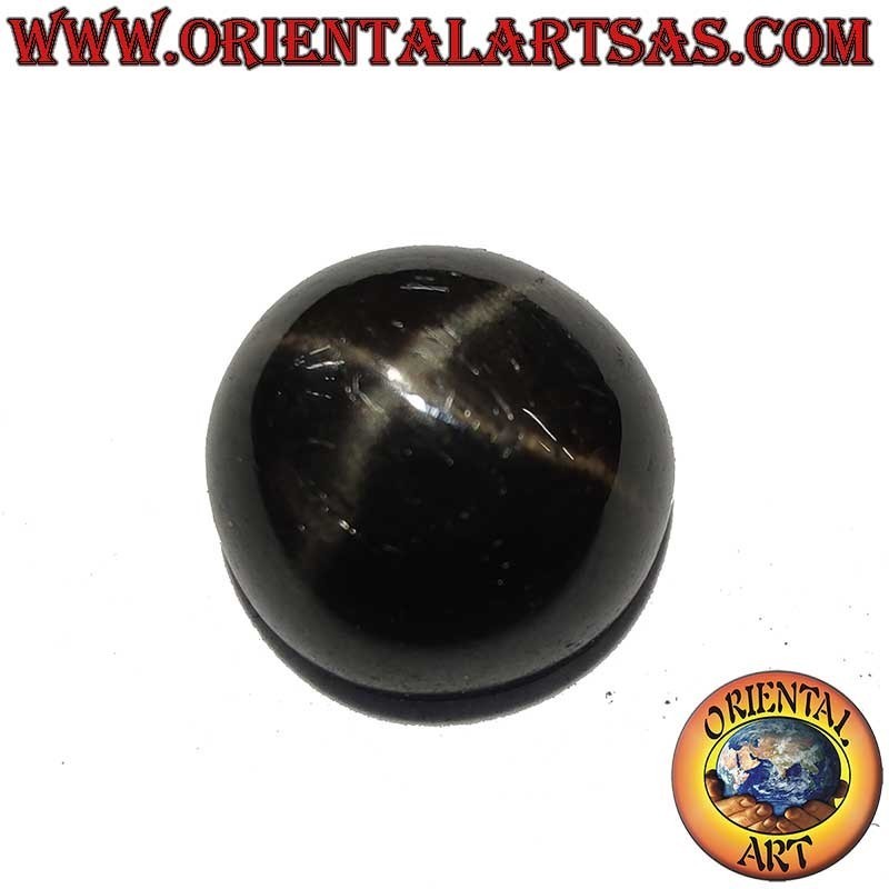 Diópsido Estrella Negra Natural 9mm Cabujón Asterismo 4 Rayos | Oriental Art