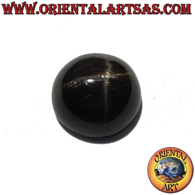 Diopside Étoile Noire Naturel 9mm Cabochon Astérisme 4 Rayons | Oriental Art