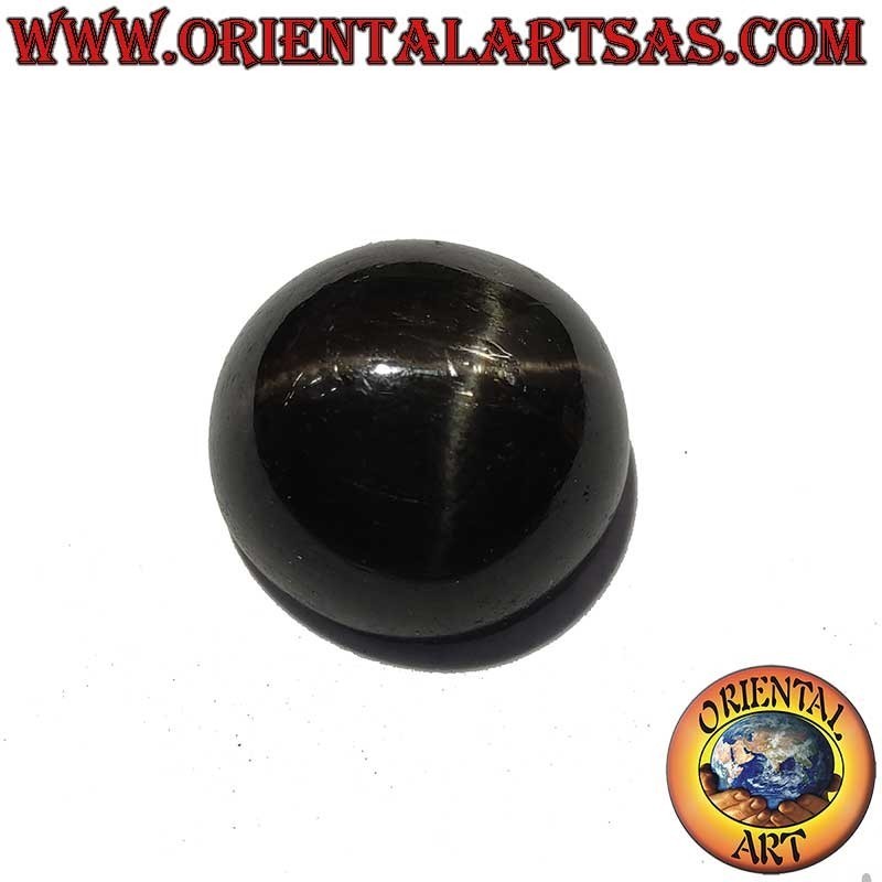 Natural Black Star Diopside 9mm Cabochon Asterism 4 Rays | Oriental Art