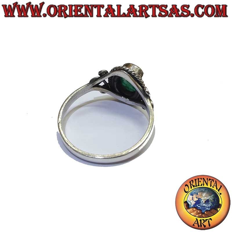 Bague en argent sterling 925 ornée d'une émeraude ovale naturelle