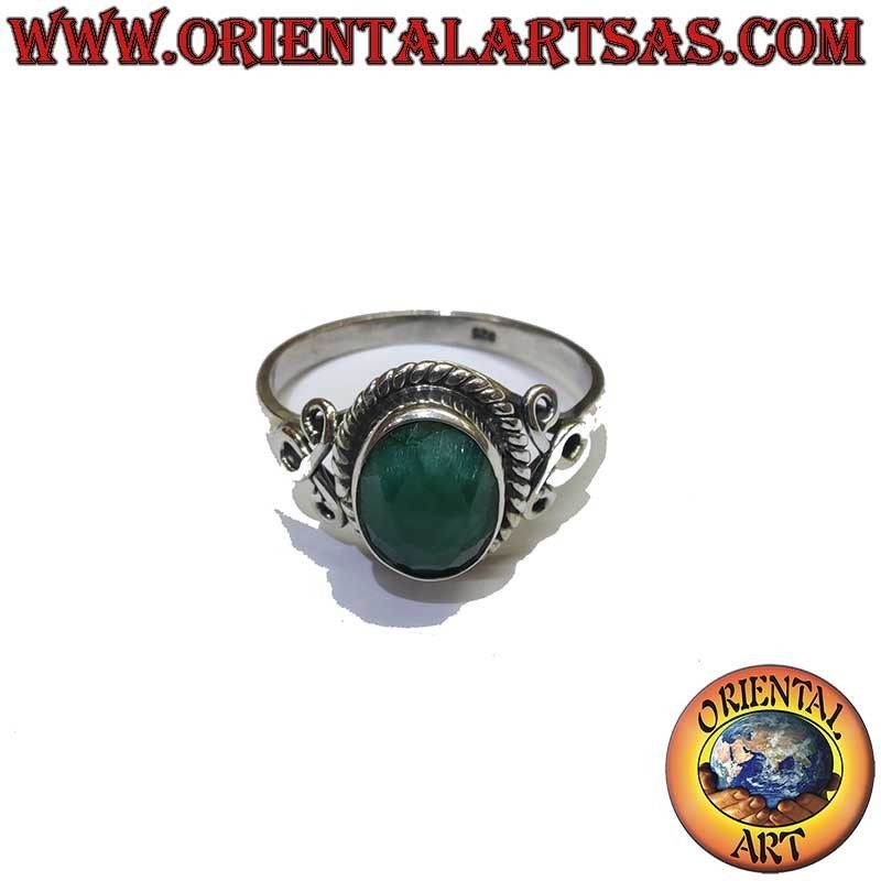 Anello in Argento 925 con Smeraldo Naturale Ovale – Gioiello Elegante