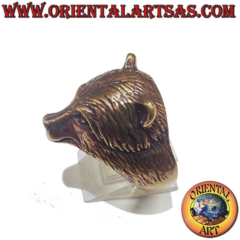 Bear Head Ring Bronze 24mm - Symbol of Strength | Oriental Art