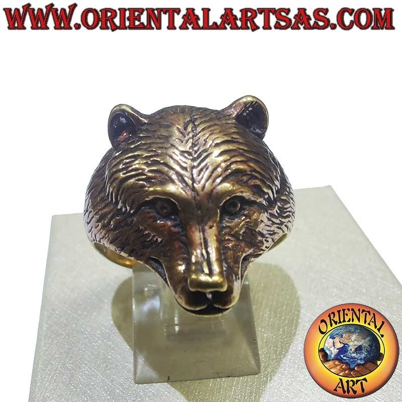 Anello Testa di Orso in Bronzo – Gioiello Animale Simbolo di Forza