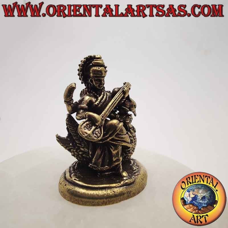 Statue Saraswati sur Cygne Laiton - Déesse Indienne | Oriental Art