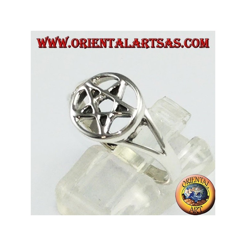Silberring mit perforiertem Pentacle