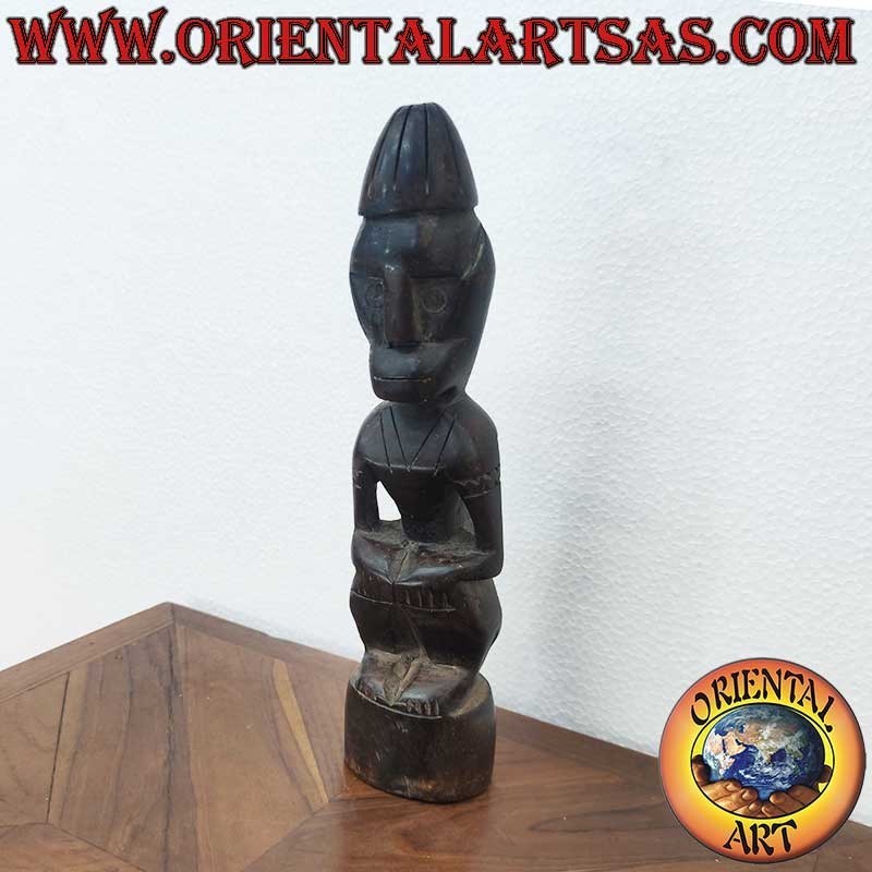 Statua Tribale Dayak Legno Ferro Borneo 27cm - Antenato Protettore