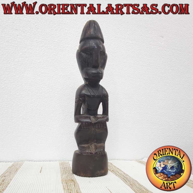 Statua Tribale Dayak Legno Ferro Borneo 27cm - Antenato Protettore