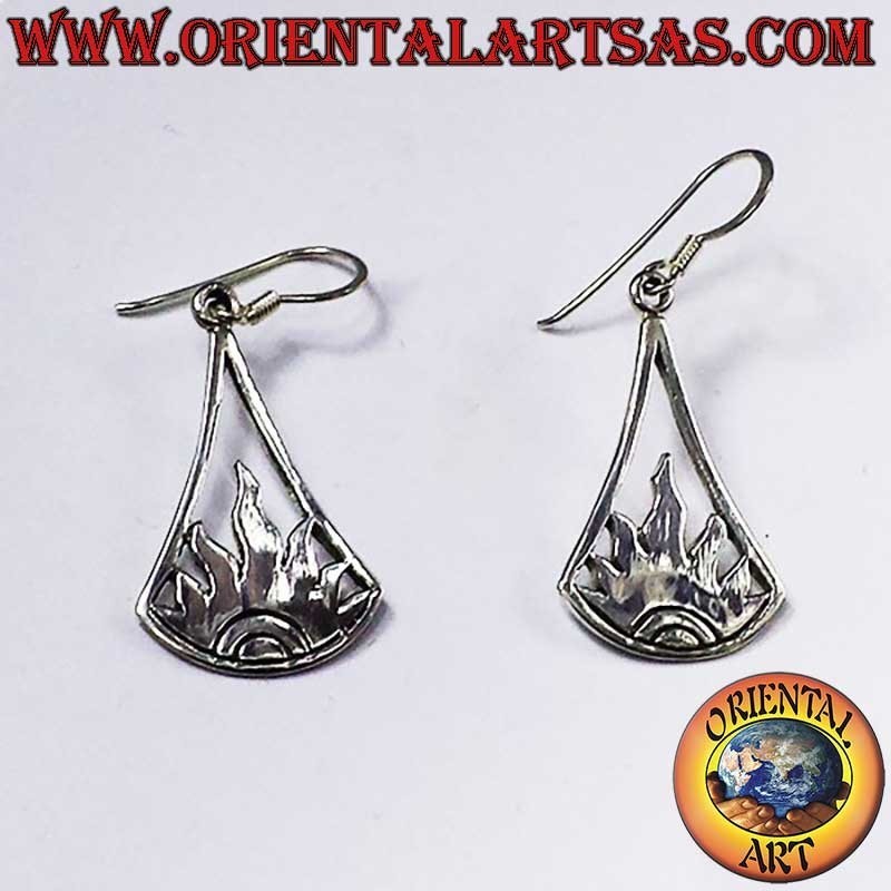 Boucles d'Oreilles Pendantes Soleil Flamme en Argent 925