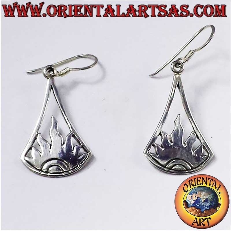Orecchini Pendenti in Argento 925 Sole Fiamma - Design Artigianale