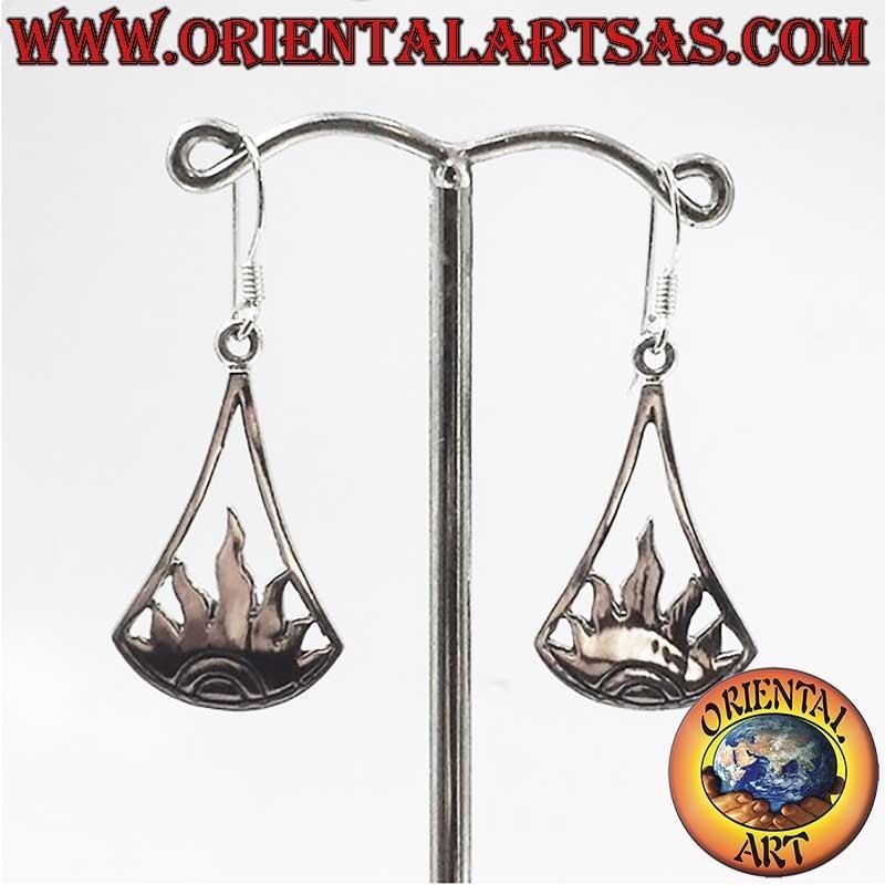 925 sterling silver dangle earrings featuring a sun with dynamic flame-like rays.