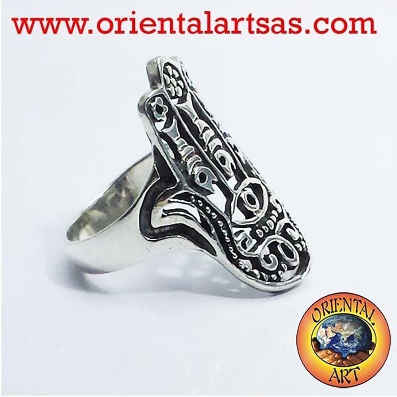 Hamsa Hand Böser Blick Durchbrochener Ring 925 Silber | Oriental Art