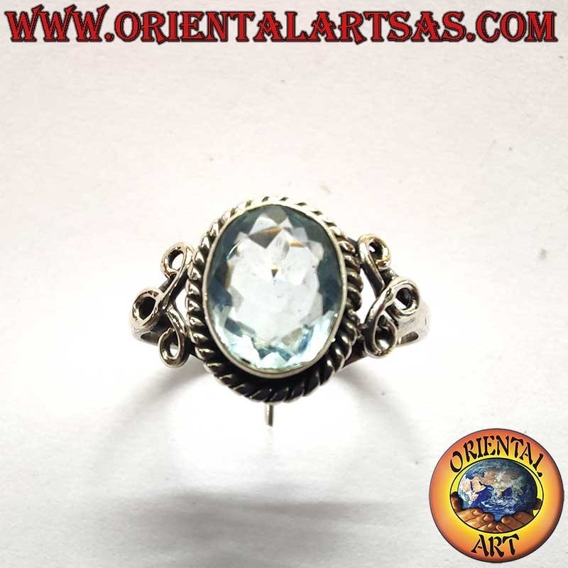 Oval Topaz Braid Ring 925 Silver 7x9mm | Oriental Art