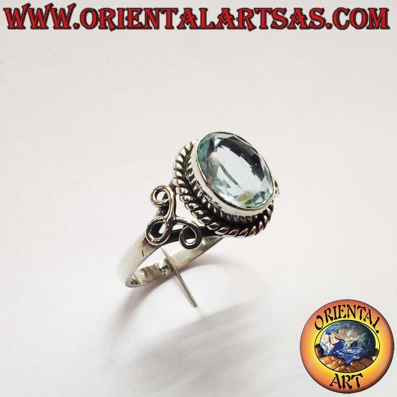 Ovaler Topas Geflecht Ring 925 Silber 7x9mm | Oriental Art