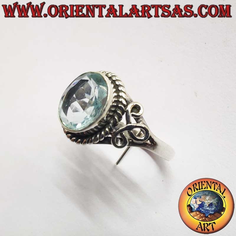 Oval Topaz Braid Ring 925 Silver 7x9mm | Oriental Art