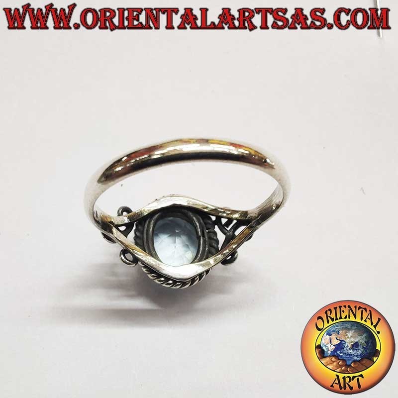 Bague Topaze Ovale Tresse Argent 925 7x9mm | Oriental Art