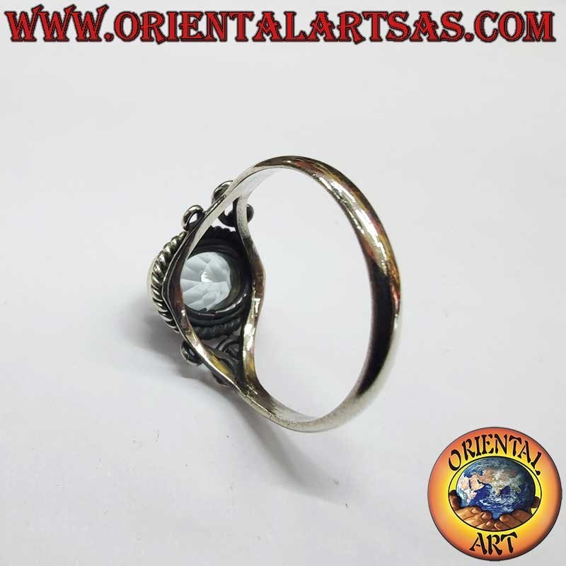 Bague Topaze Ovale Tresse Argent 925 7x9mm | Oriental Art