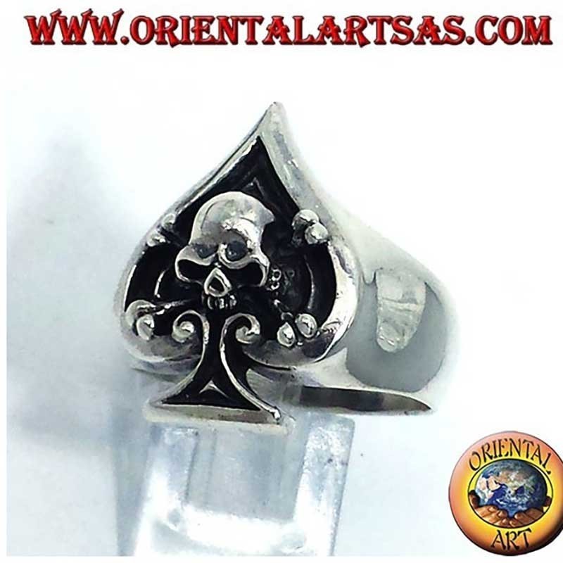 Ace of Spades Skull High Relief Ring 925 Silver | Oriental Art