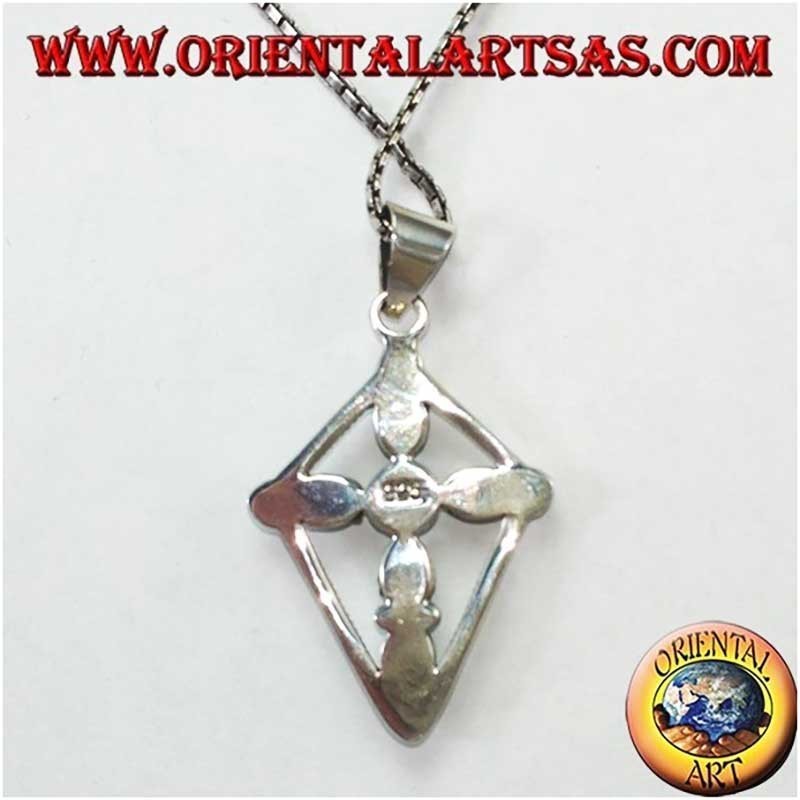 Ciondolo Croce Turchesi Ovali e Tondo Argento 925 | Oriental Art