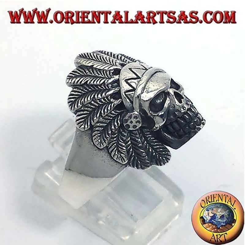 Native American Skull Headdress Ring 925 Silver 23x20mm | Oriental Art