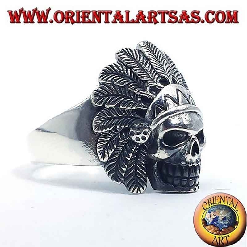 Anello Teschio Indiano Copricapo Argento 925 23x20mm | Oriental Art