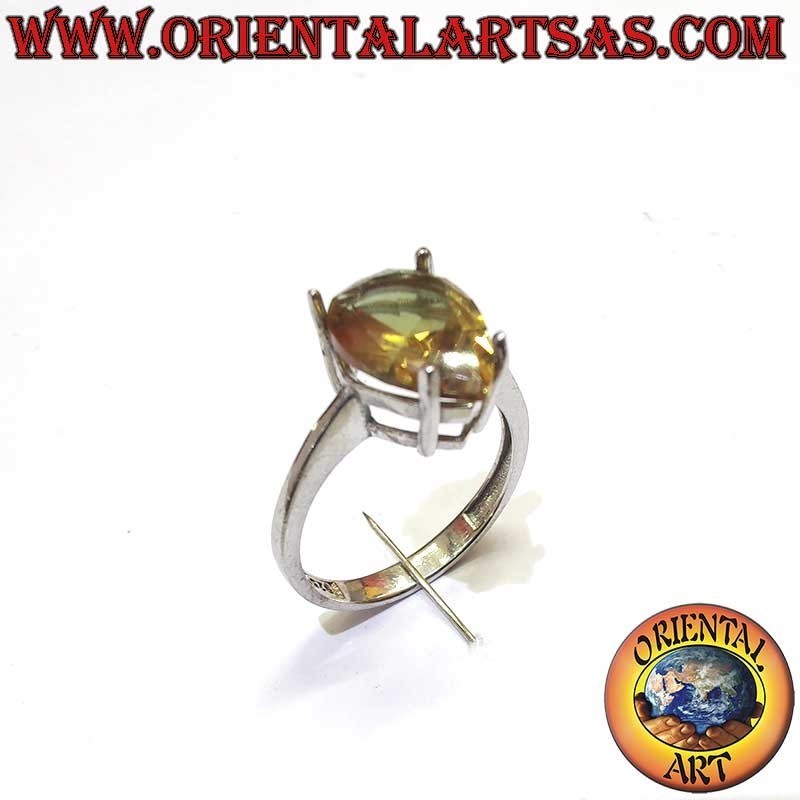 Rauchtopaz Tropfen 4 Krallen Ring 925 Silber 8x12mm | Oriental Art