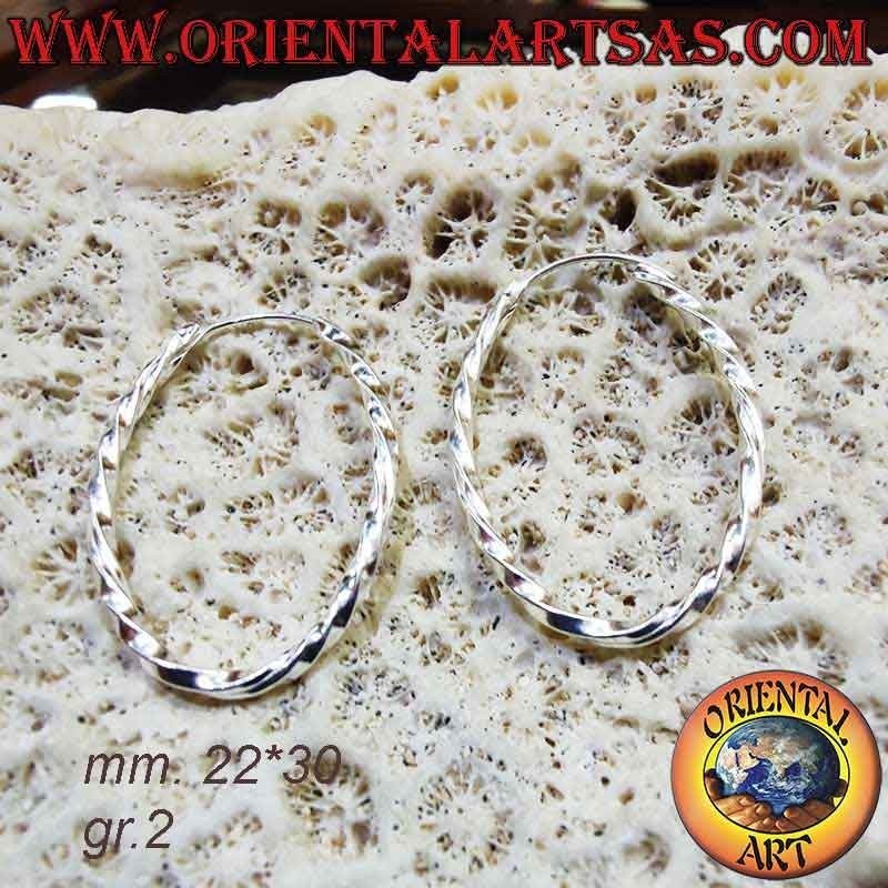 Orecchini Ovali Argento 925 Sezione Quadrata Twist | Cerchi