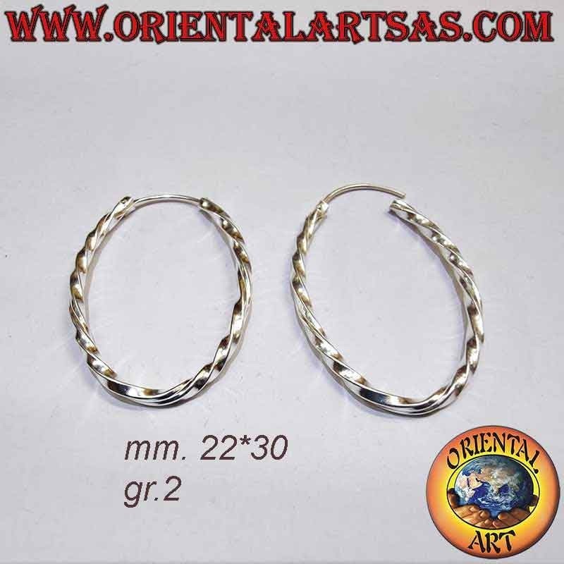 Orecchini Ovali Argento 925 Sezione Quadrata Twist | Cerchi
