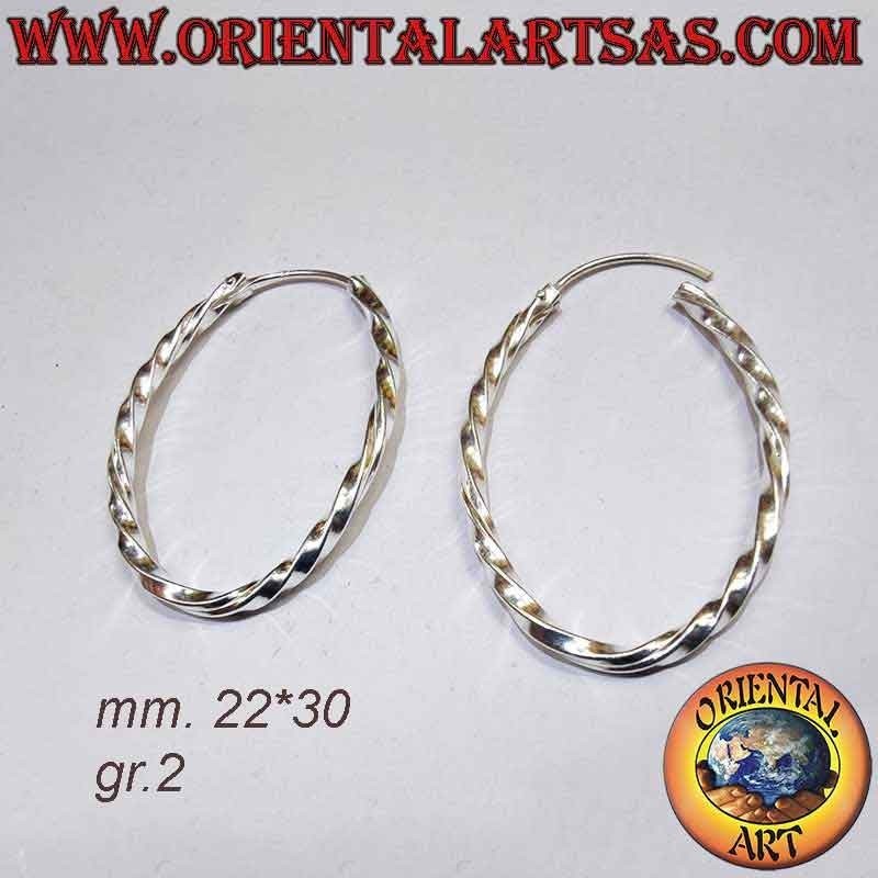 Créoles Ovales Argent 925 Torsadées | Design Section Carrée
