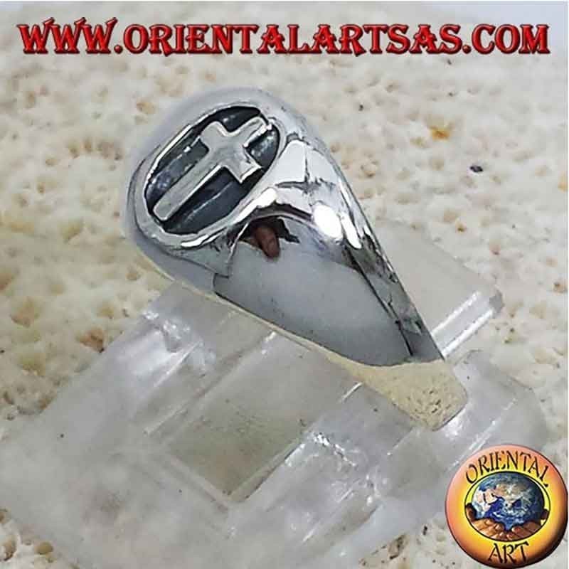 Seal Ring Cross High Relief 925 Silver 9mm | Oriental Art