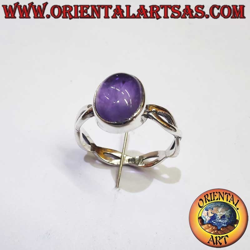 Anillo Amatista Oval Cabujón Trenzado Plata 925 | Oriental Art