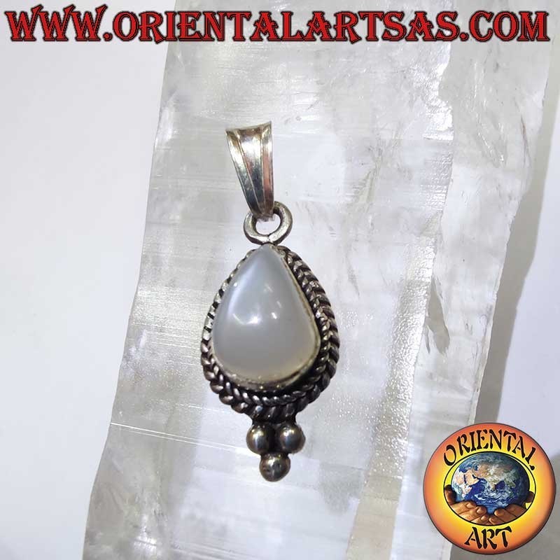 Rare Pierre de Lune Goutte Tresse Perles Argent 925 | Oriental Art