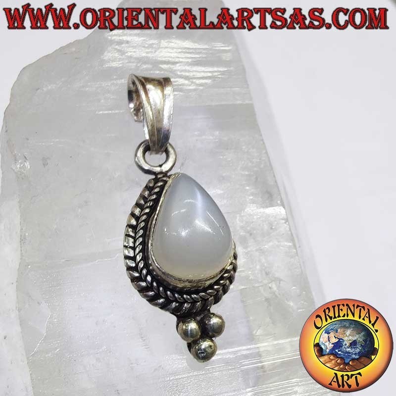 Rare Pierre de Lune Goutte Tresse Perles Argent 925 | Oriental Art