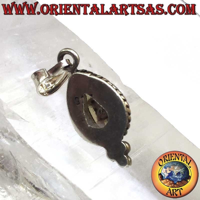 Ciondolo Pietra Luna Rara Goccia Treccia Sfere Argento 925 | Oriental