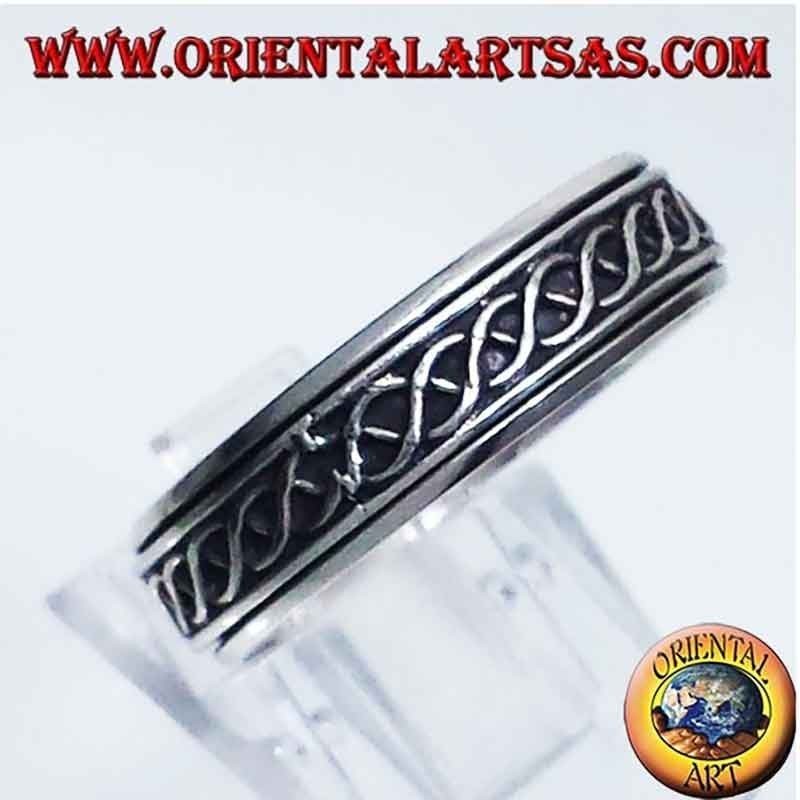 Drehbarer Anti-Stress DNA Knoten Ring 925 Silber 6mm | Oriental Art