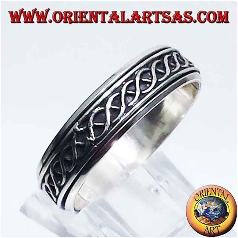 Spinning Anti-Stress DNA Knot Ring 925 Silver 6mm | Oriental Art