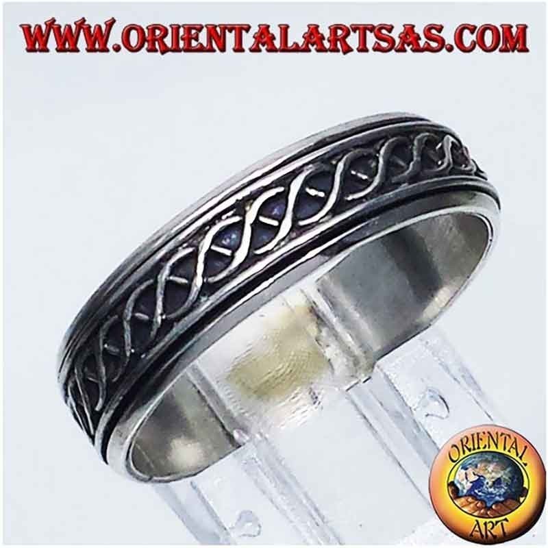 Anello Antistress in Argento 925 Girevole - Design Nodo del DNA