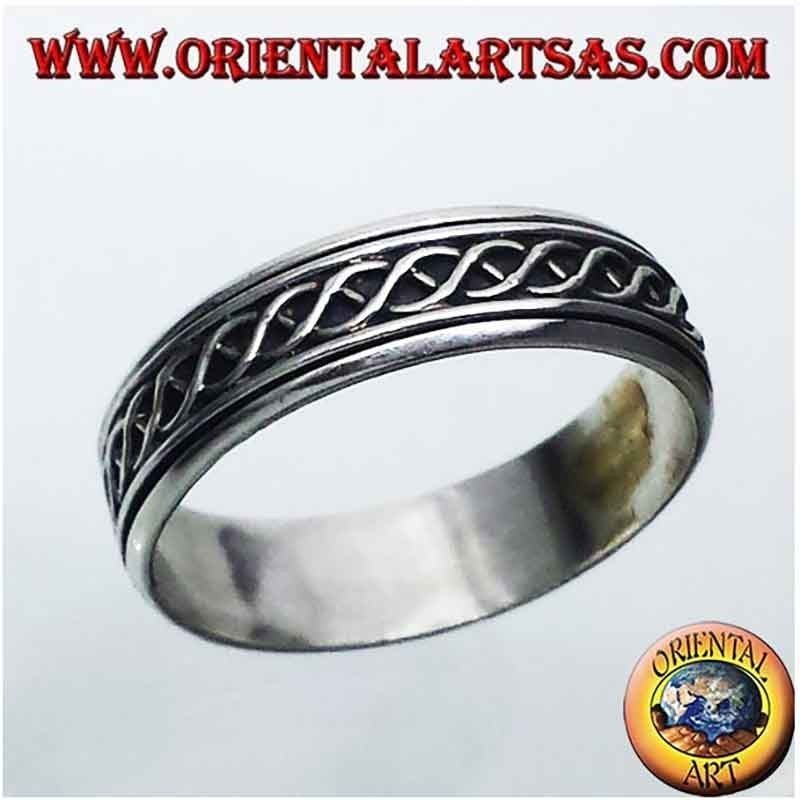 Bague Tournante Anti-Stress Nœud ADN Argent 925 6mm | Oriental Art