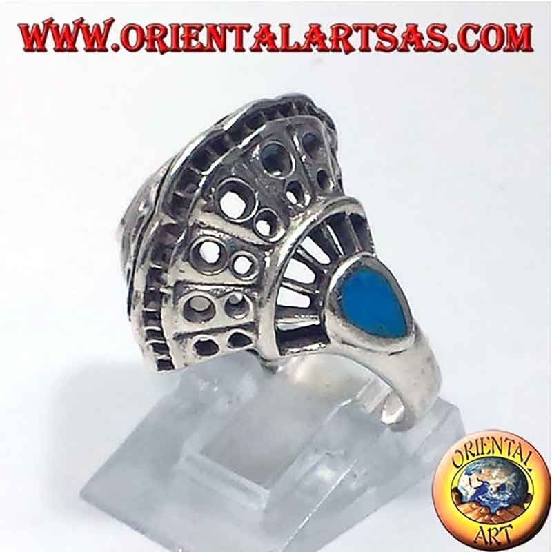 Anello Conchiglia Traforata Turchese Argento 925 19mm | Oriental Art