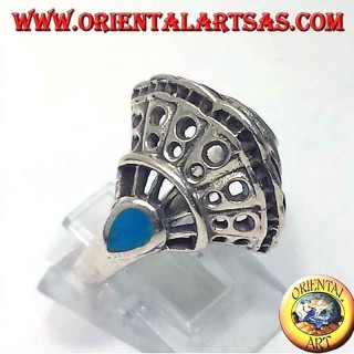 Anello a Conchiglia Traforata Turchese Argento 925 - Gioiello Marino Oriental Art