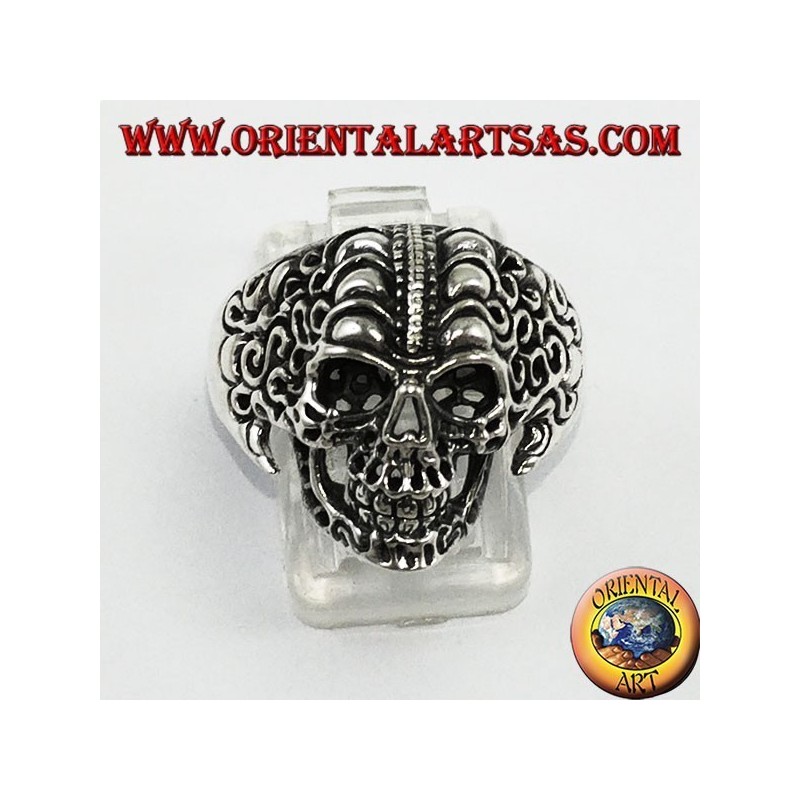 Anello in argento,Teschio tribale