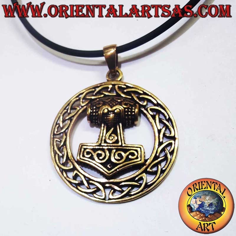 Thor's Hammer Mjöllnir Celtic Knot Pendant Bronze 32mm | Oriental Art