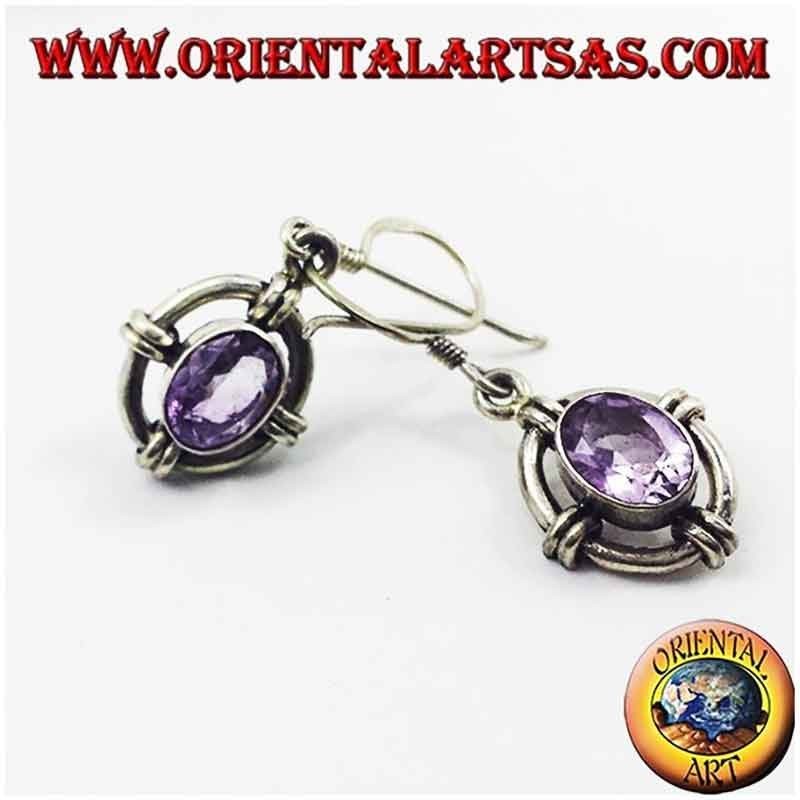 Silberohrringe 925 Amethyst Nepal | Handgefertigtes Knoten-Design