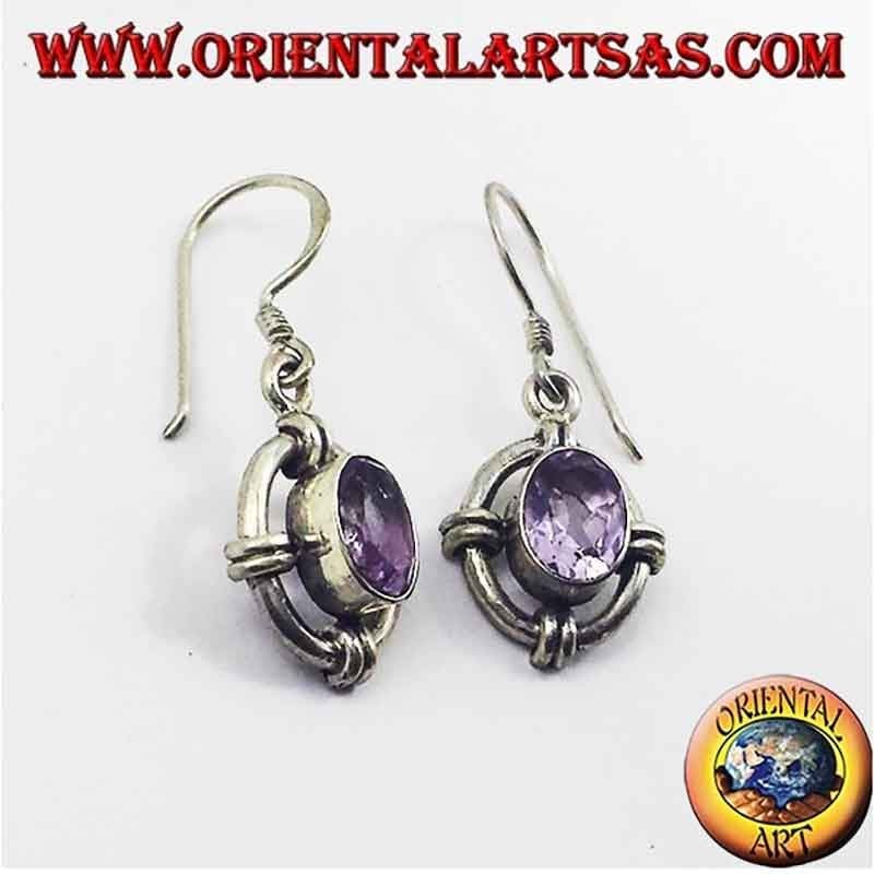 925 Silver Amethyst Nepal Earrings | Handcrafted 4-Knot Design
