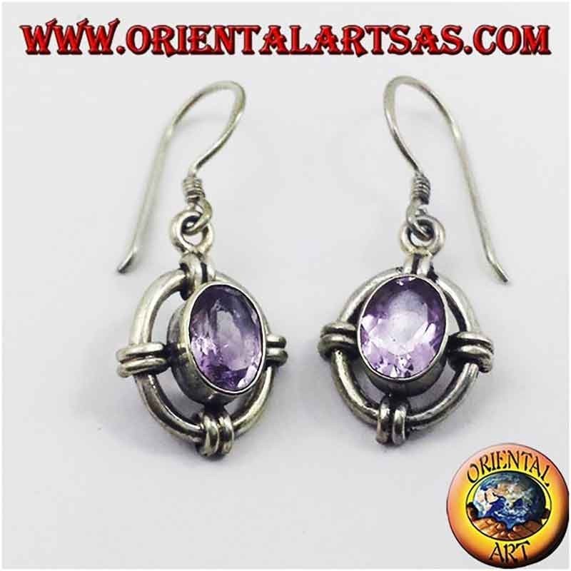 Boucles d'Oreilles Argent 925 Améthyste Népal | Design Artisanal